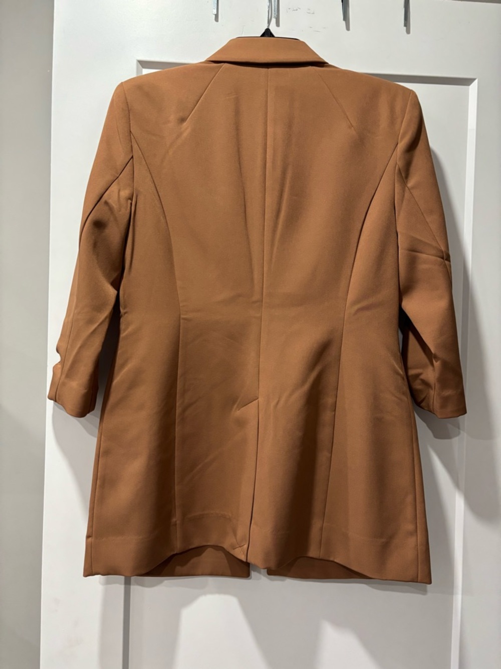 INC International Concepts Tan Long Blazer with Ruched Sleeves- S - Picture 2 of 3